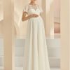 Umstandsbrautkleid mit Chiffonrock und Spitzeneinsatz im Vintage-Stil