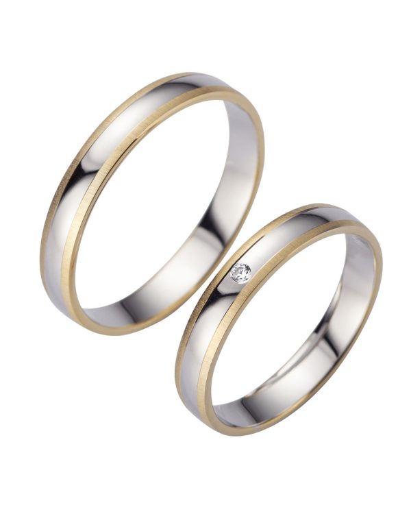 Trauringe mit Weiß- und Gelbgold sowie Brillant im Damenring – stilvolle Zweifarbigkeit für besondere Anlässe